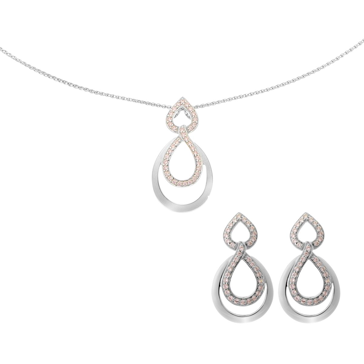 Orphelia 'Amber' Damen 925 Sterling Silber Set: Kettenanhänger + Ohrringe - Silber SET-7092