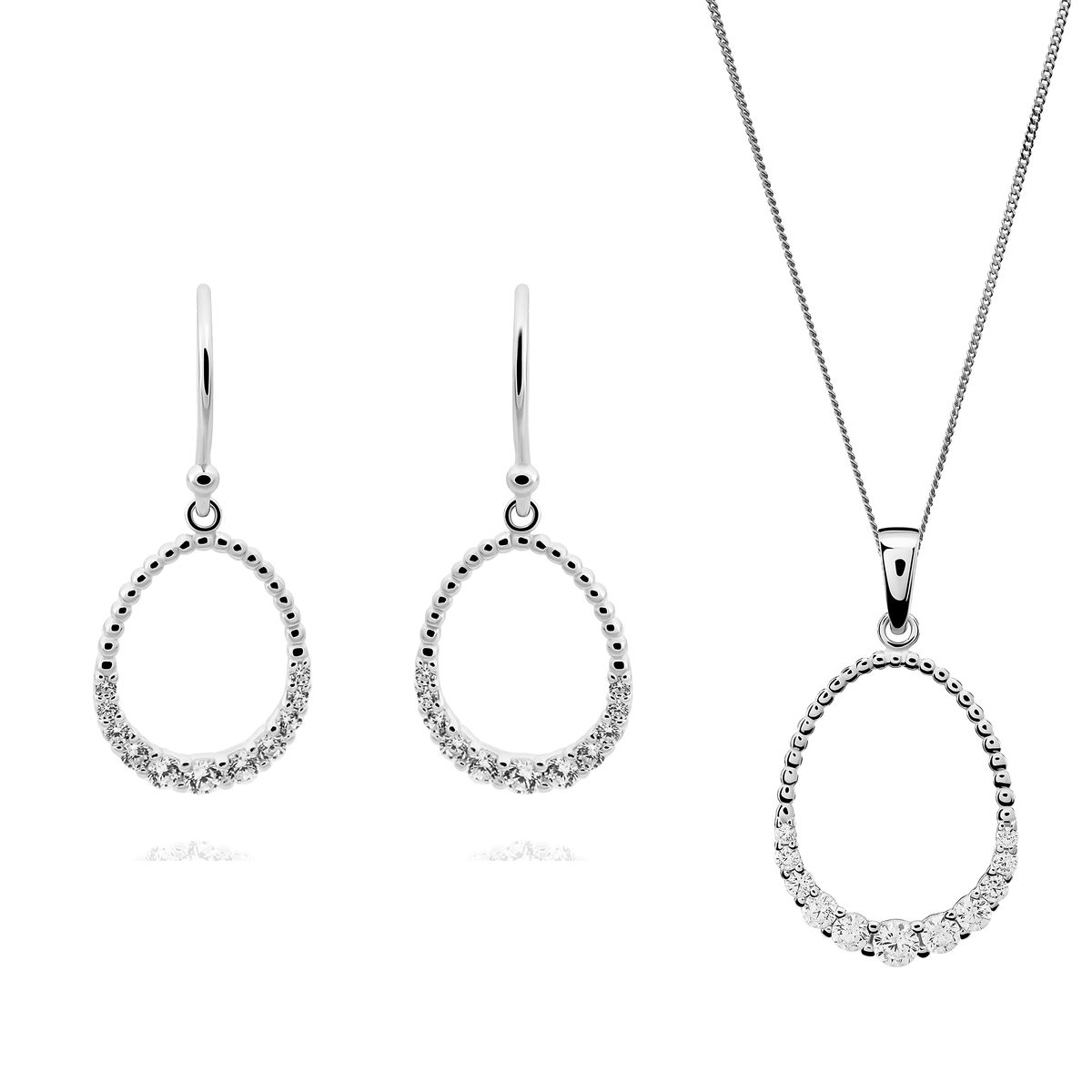 Orphelia 'Aria' Damen 925 Sterling Silber Set: Ketten-Anhänger + Ohrringe - Silber SET-7494