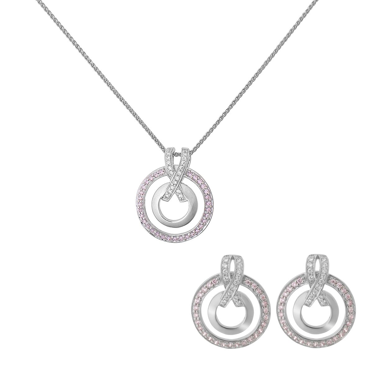 Orphelia 'Azalea' Damen 925 Sterling Silber Set: Kettenanhänger + Ohrringe - Silber SET-7095
