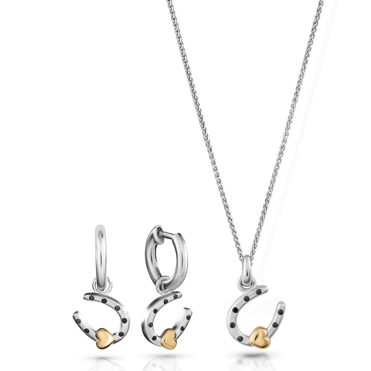 Orphelia 'Aurora' Damen 925 Sterling Silber Set: Kettenanhänger + Ohrringe - Silber/Gold SET-7525