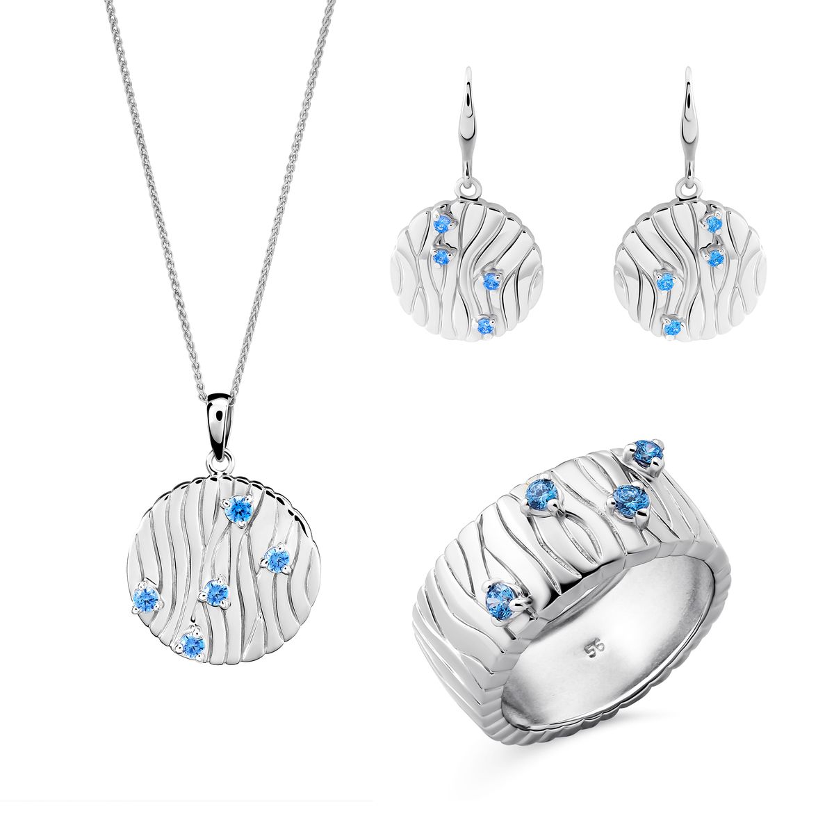 Orphelia 'Babette' Damen-Set aus 925er Sterlingsilber: Halskette + Ohrringe + Ring – Silber SET-7504
