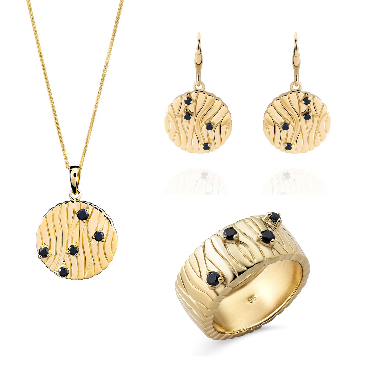 Orphelia 'Babette' Damen-Set aus 925er Sterlingsilber: Halskette + Ohrringe + Ring – Gold SET-7504/G