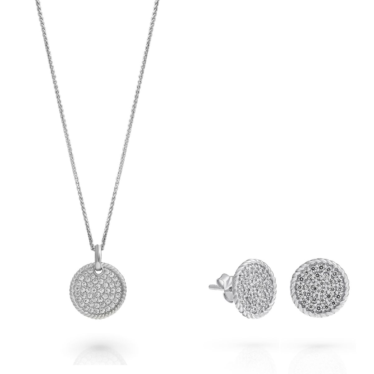 Orphelia 'Bella' Damen 925 Sterling Silber Set: Halskette + Ohrringe - Silber SET-7565