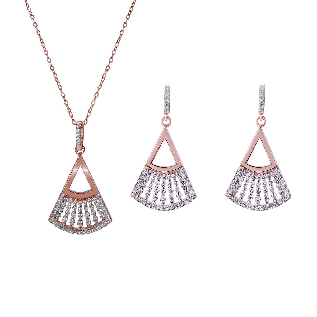 Orphelia 'Carina' Damen-Set aus 925er Sterlingsilber: Halskette + Ohrringe – Rosé SET-7436