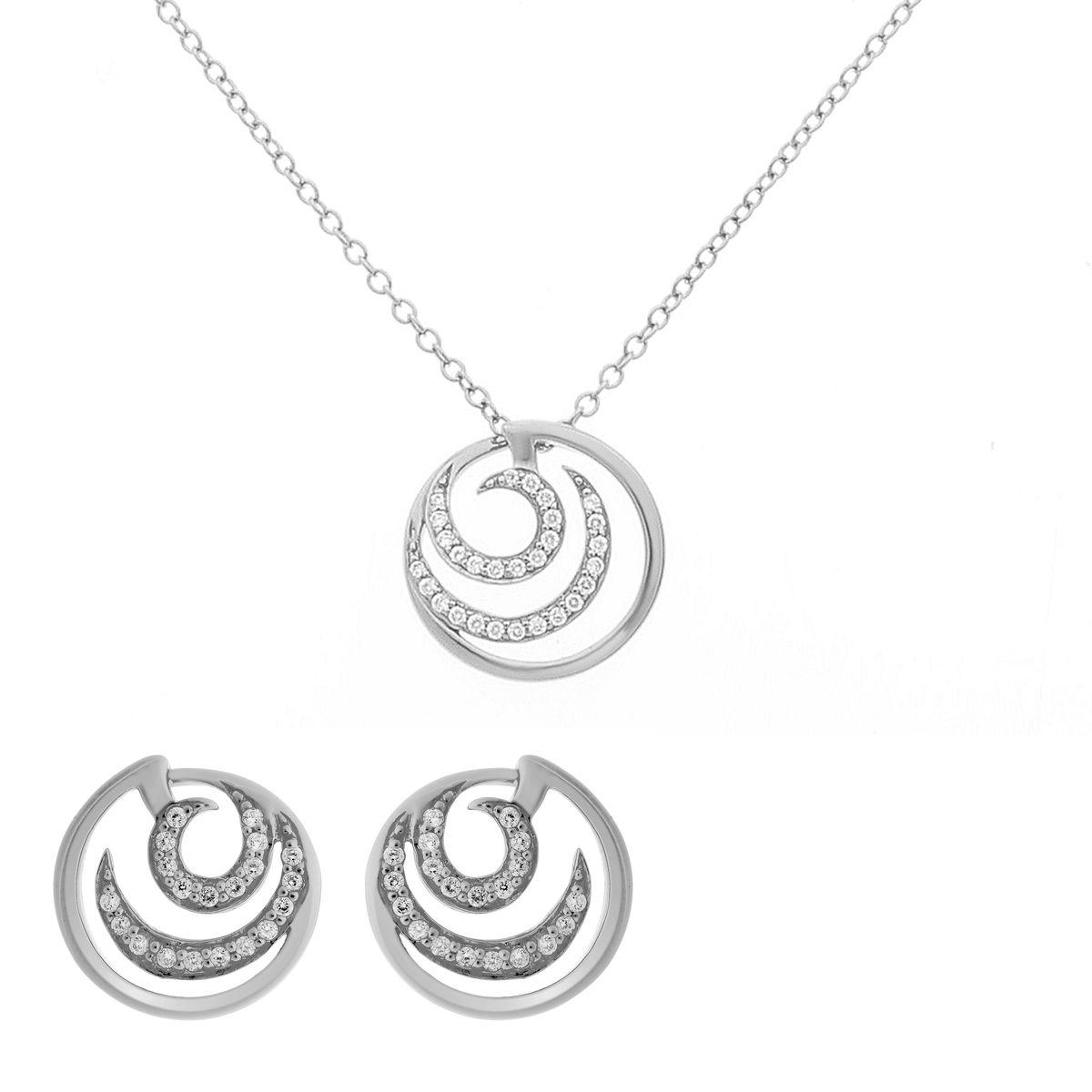 Orphelia 'Elaine' Damen 925 Sterling Silber Set: Kettenanhänger + Ohrringe - Silber SET-7084