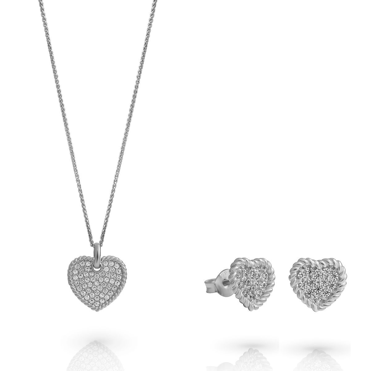 Orphelia 'Elite' Damen 925 Sterling Silber Set: Halskette + Ohrringe - Silber SET-7566