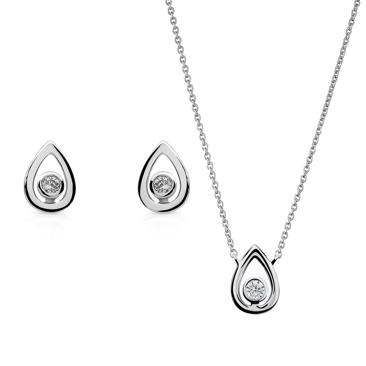 Orphelia 'Ellie' Damen 925 Sterling Silber Set: Halskette + Ohrringe - Silber SET-7485