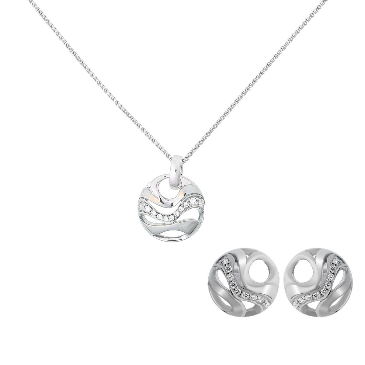 Orphelia 'Elvina' Damen 925 Sterling Silber Set: Kettenanhänger + Ohrringe - Silber SET-7085