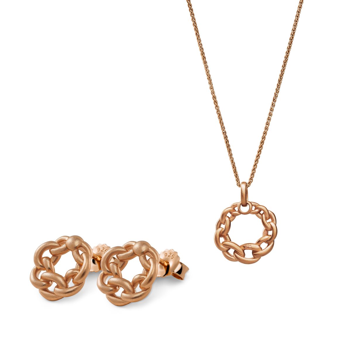 Orphelia 'Estelle' Damen 925 Sterling Silber Set: Kette-Anhänger + Ohrringe - Rosé SET-7516/RG