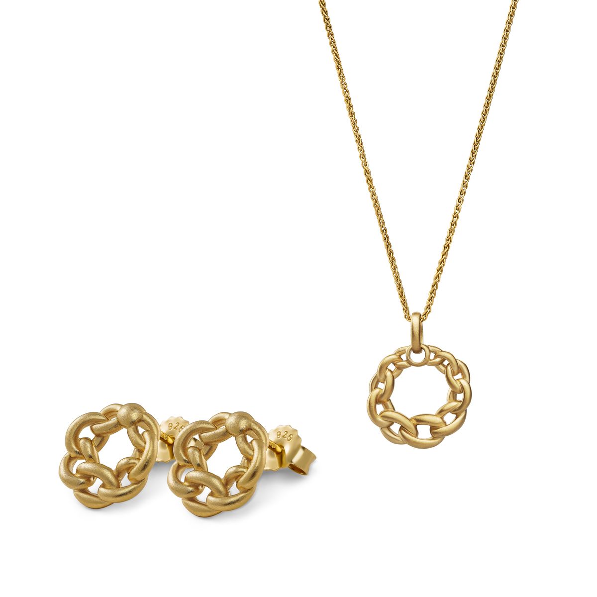 Orphelia 'Estelle' Damen 925 Sterlingsilber Set: Kette-Anhänger + Ohrringe - Gold SET-7516/G