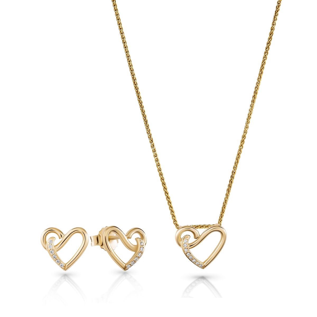 Orphelia 'Ida' Damen 925 Sterling Silber Set: Kettenanhänger + Ohrringe - Gold SET-7521/G