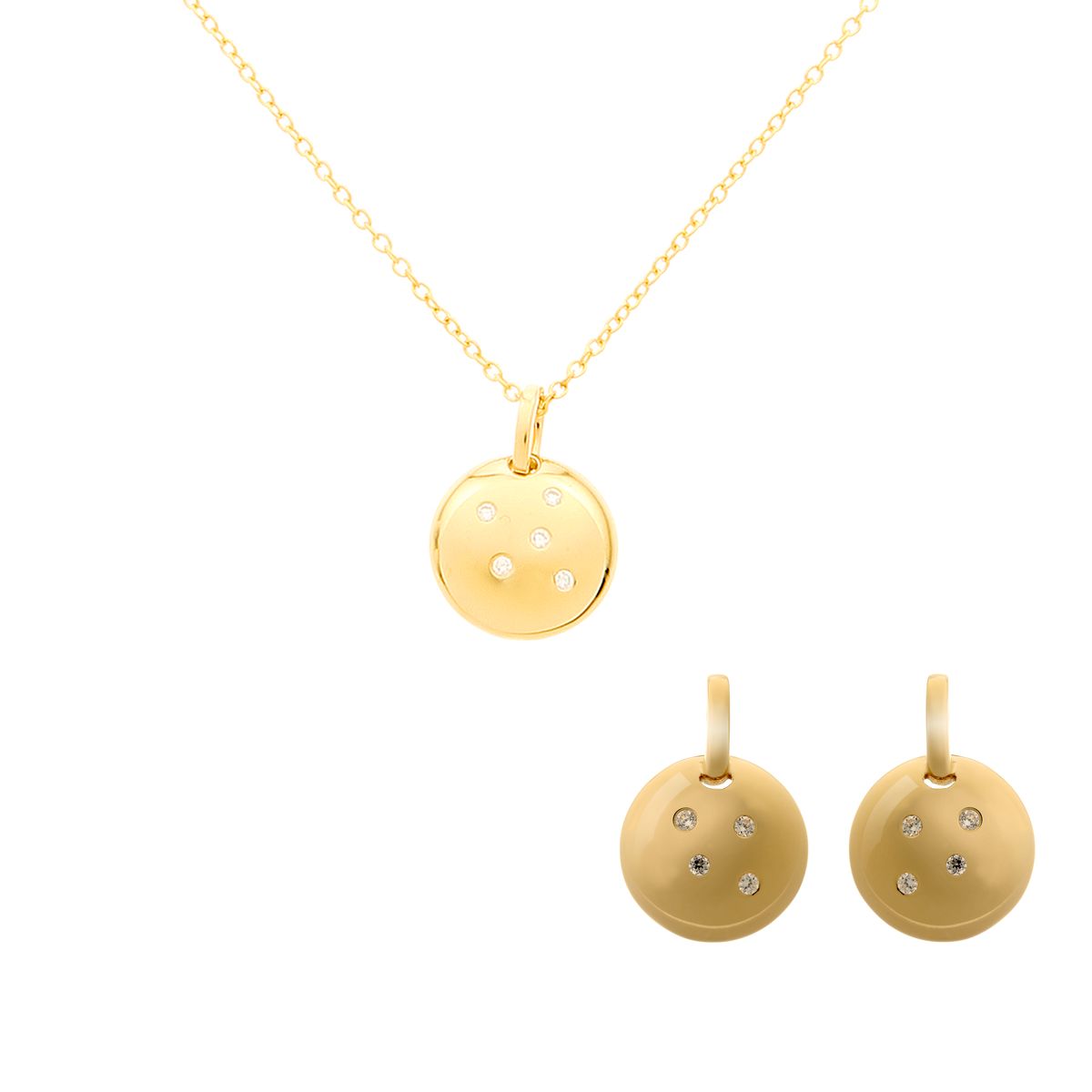 Orphelia 'Linn' Damen 925 Sterling Silber Set: Kettenanhänger + Ohrringe - Gold SET-7130/G