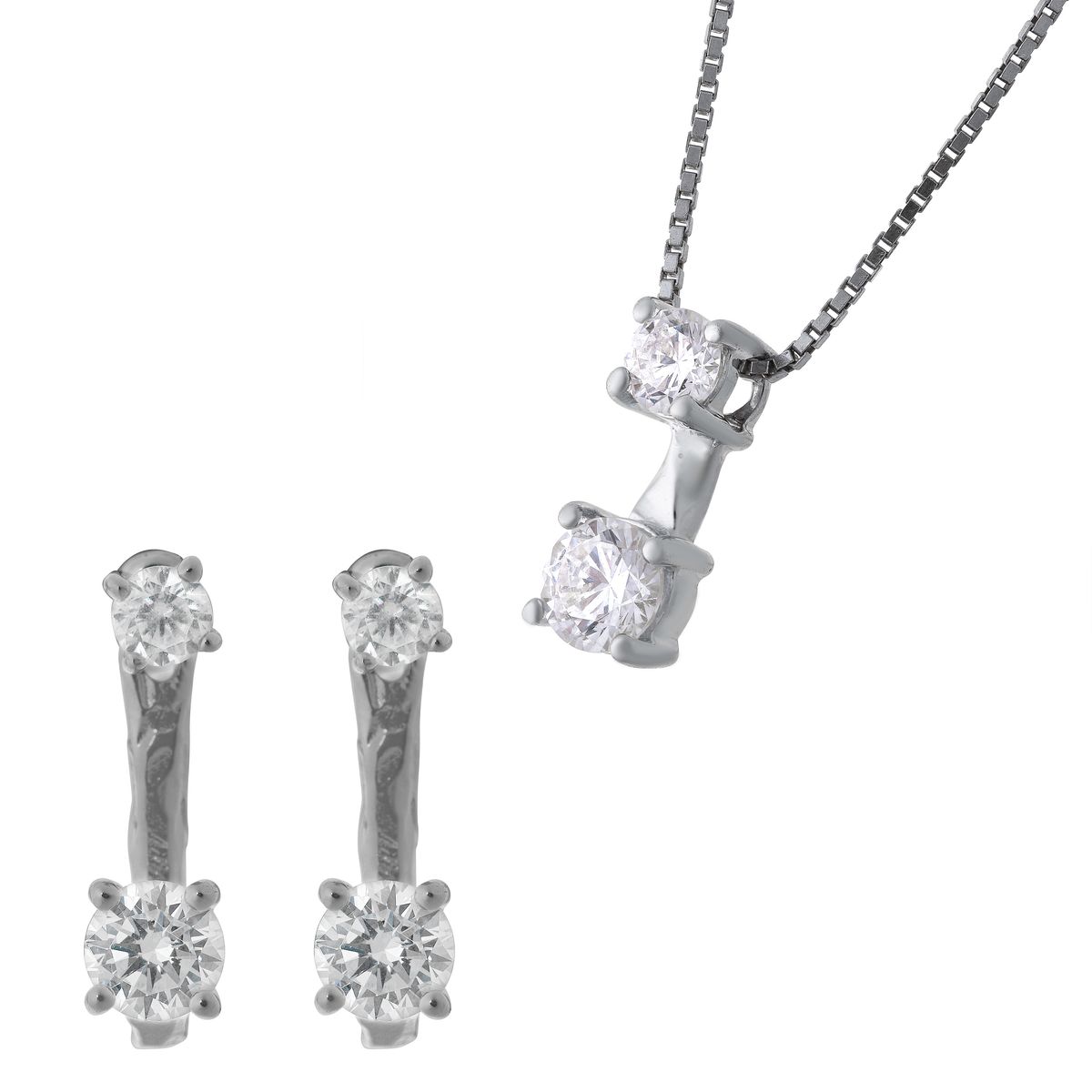 Orphelia 'Lykke' Damen 925 Sterling Silber Set: Kettenanhänger + Ohrringe - Silber SET-7128