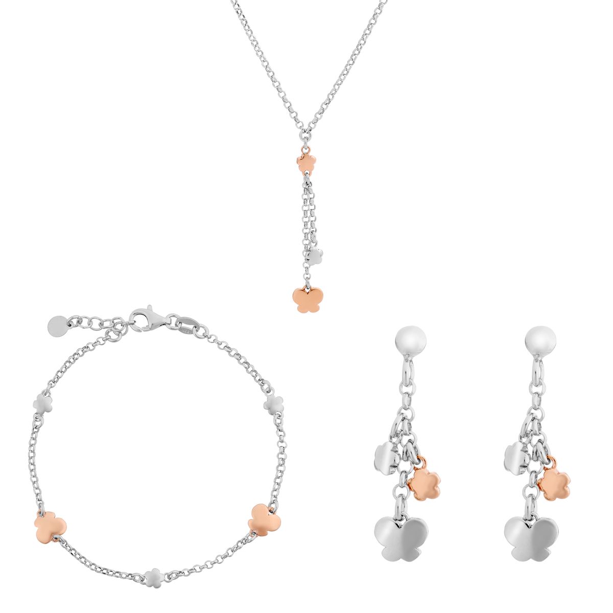 Orphelia 'Lorelei' Damen-Set aus 925er Sterlingsilber: Kette + Armband + Ohrringe – Silber/Rosé SET-7386