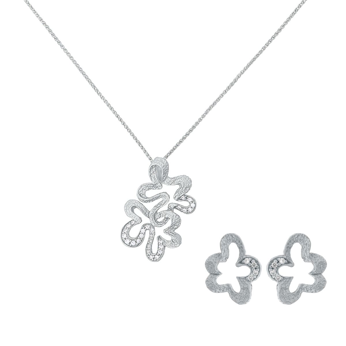 Orphelia 'Malenia' Damen 925 Sterling Silber Set: Kettenanhänger + Ohrringe - Silber SET-7077