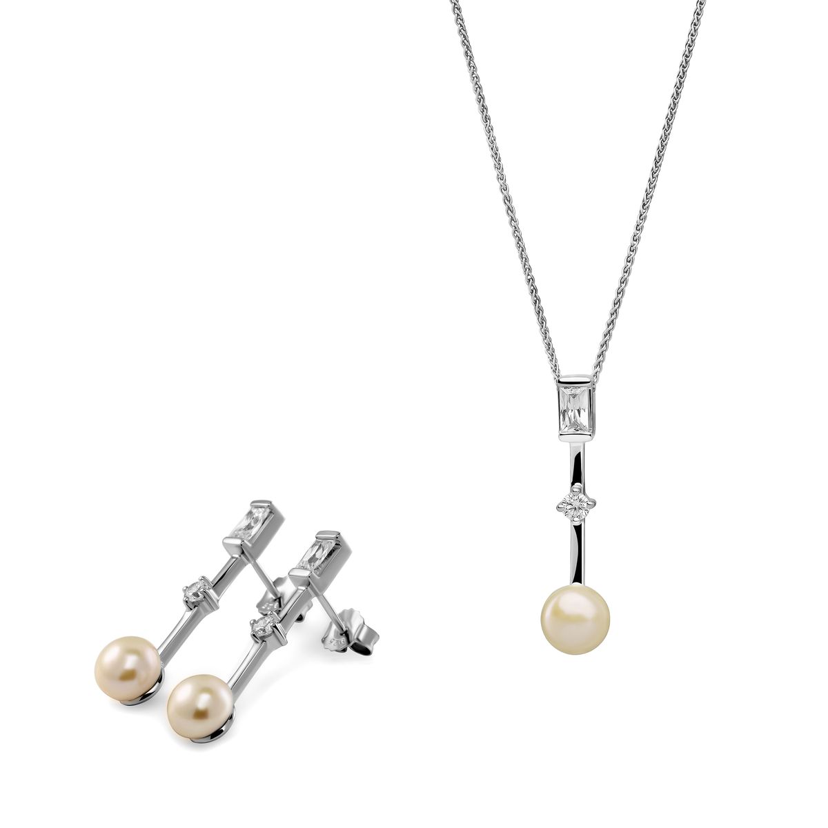 Orphelia 'Maxime' Damen 925 Sterling Silber Set: Kettenanhänger + Ohrringe - Silber SET-7514