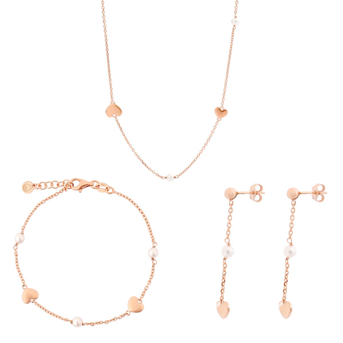 Orphelia 'Nahara' Damen 925er Sterling Silber Set: Kette + Armband + Ohrringe - Rose SET-7378