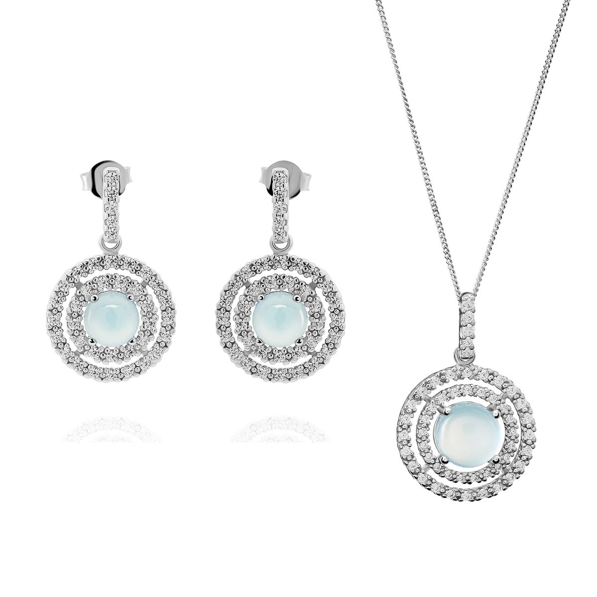 Orphelia 'Rivera' Damen 925 Sterling Silber Set: Kettenanhänger + Ohrringe - Silber SET-7481/BC