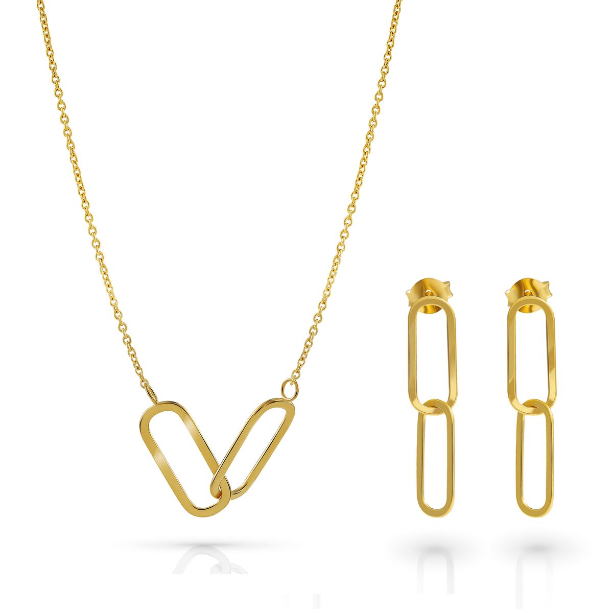 Orphelia 'Rose' Damen 925 Sterling Silber Set: Halskette + Ohrringe - Gold SET-7561/G