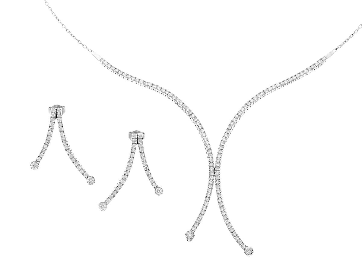 Orphelia Damen 925 Sterling Silber Set: Halskette + Ohrringe - Silber SET-066