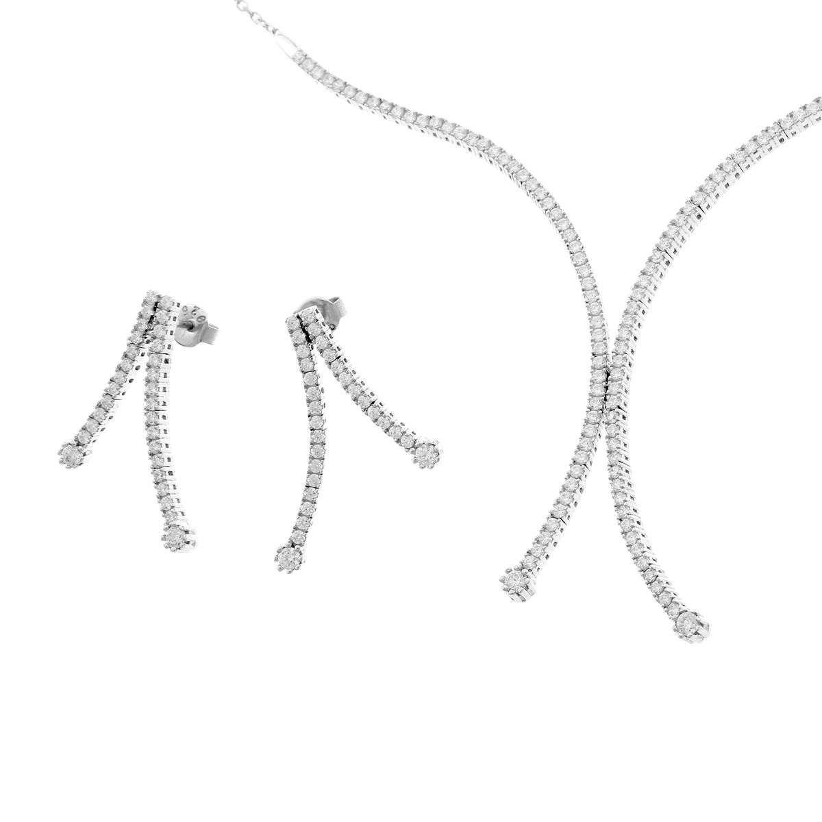 Schmuckset aus Sterlingsilber mit Kristallen