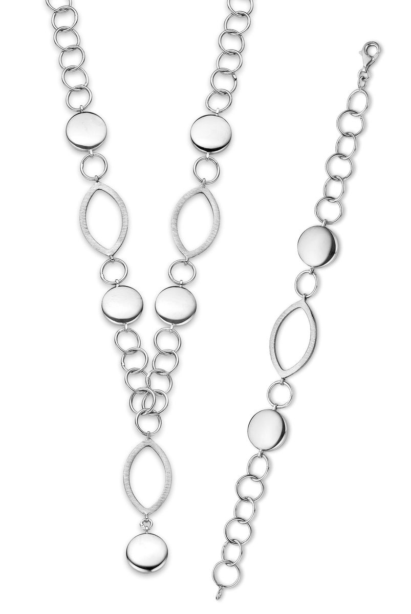 Orphelia Damen 925 Sterling Silber Set: Kette + Armband - Silber SET-016