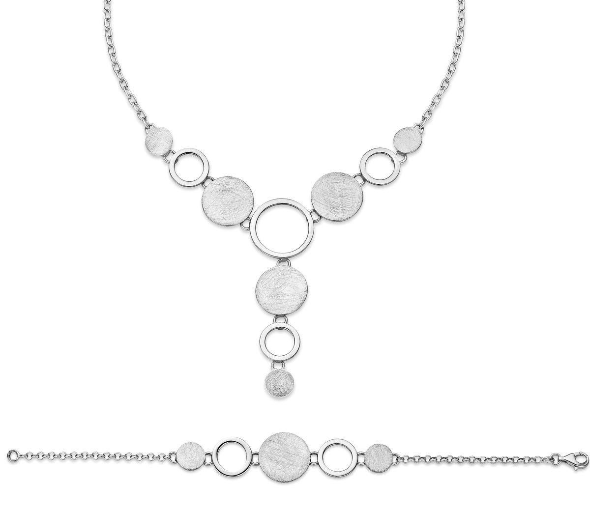 Orphelia Damen 925 Sterling Silber Set: Kette + Armband - Silber SET-021