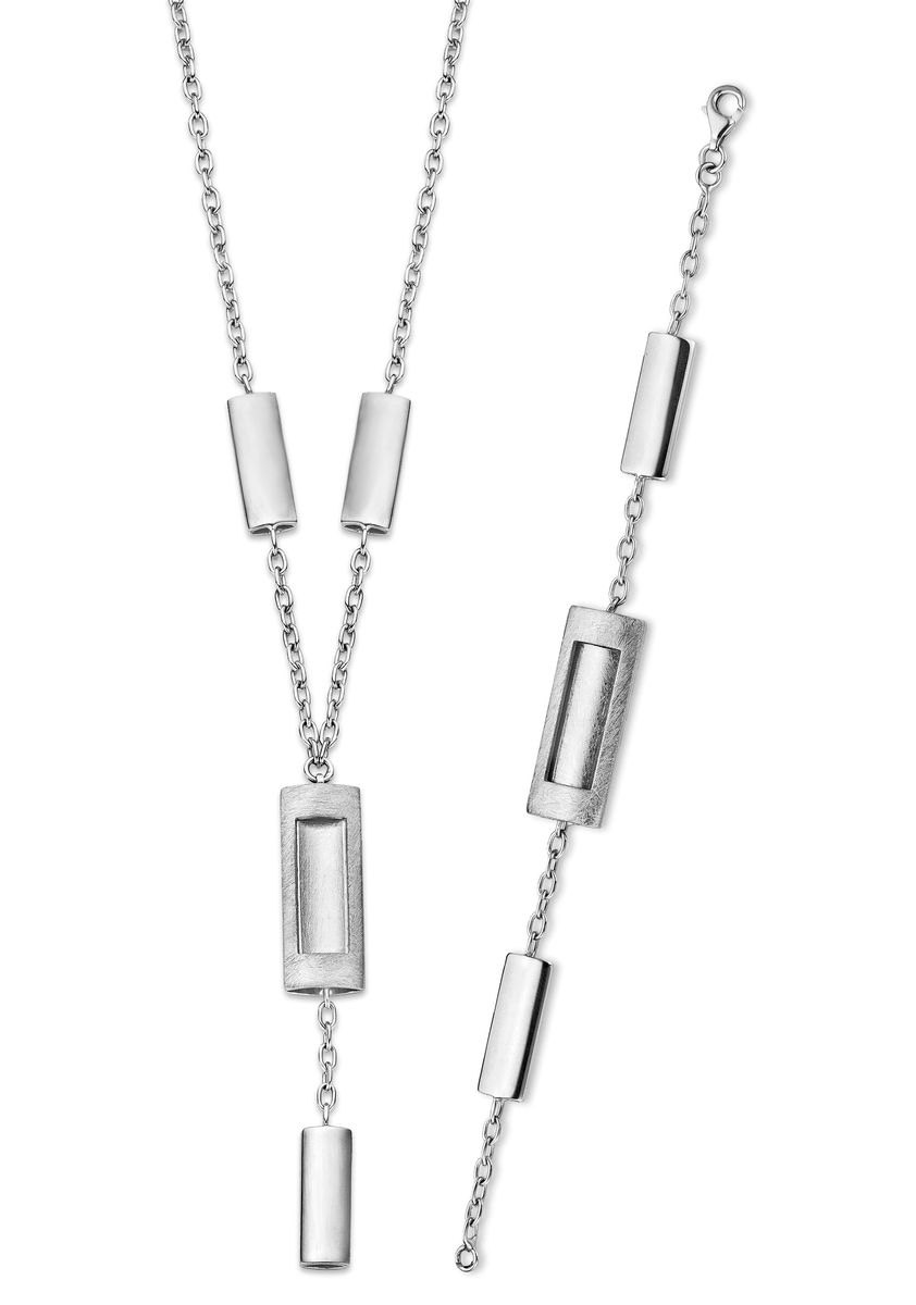 Orphelia Damen 925 Sterling Silber Set: Kette + Armband - Silber SET-046