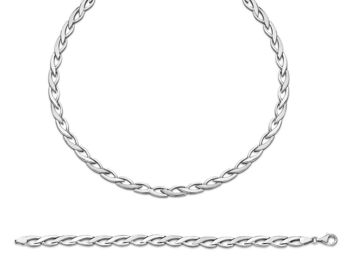 Orphelia Damen 925 Sterling Silber Set: Kette + Armband - Silber SET-042