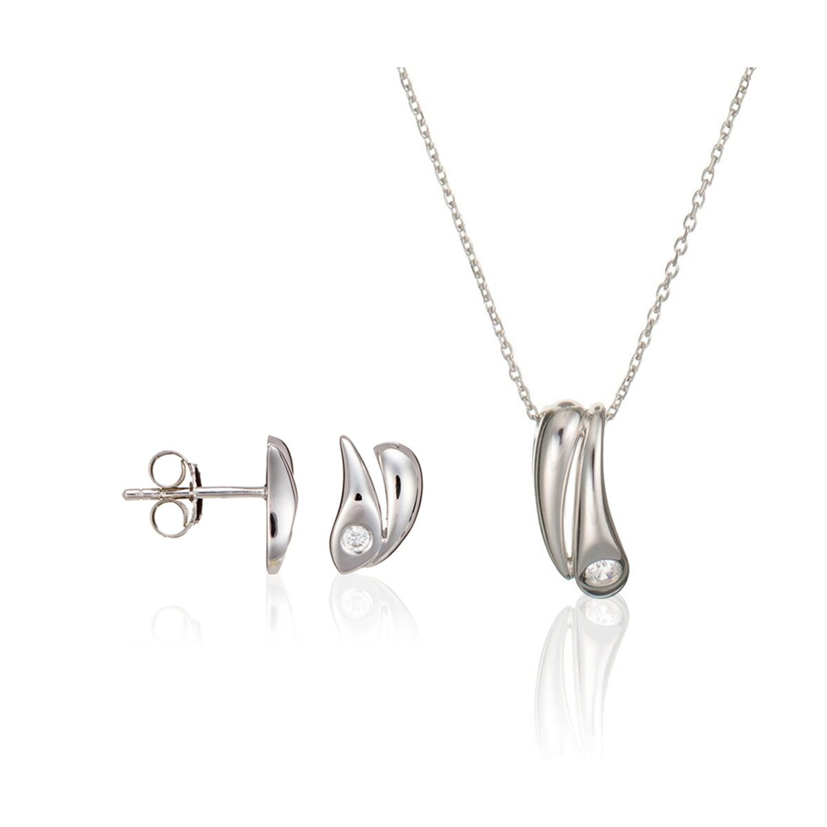 Orphelia Damen 925 Sterling Silber Set: Kette-Anhänger + Ohrringe - Silber SET-5928