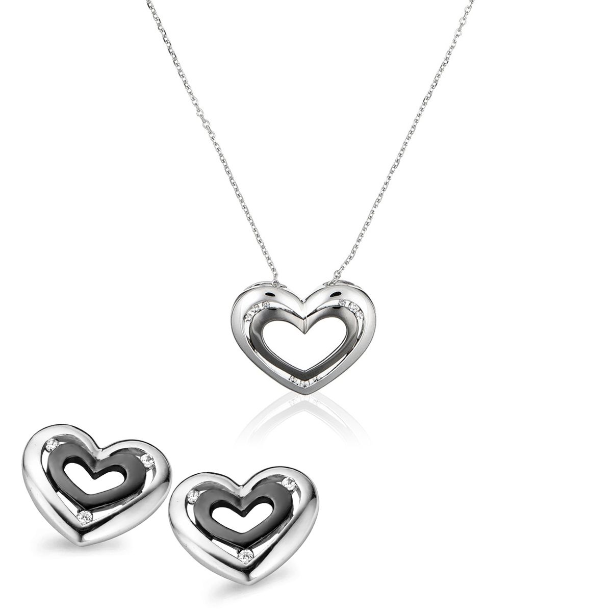 Orphelia Damen 925 Sterling Silber Set: Kettenanhänger + Ohrringe - Silber SET-5012
