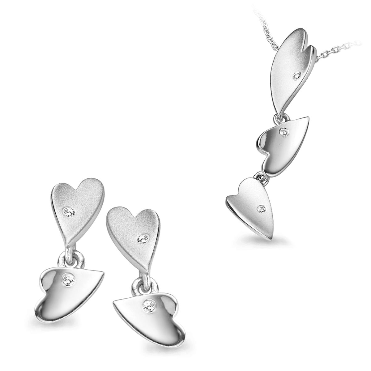 Orphelia Damen 925 Sterling Silber Set: Kettenanhänger + Ohrringe - Silber SET-5011