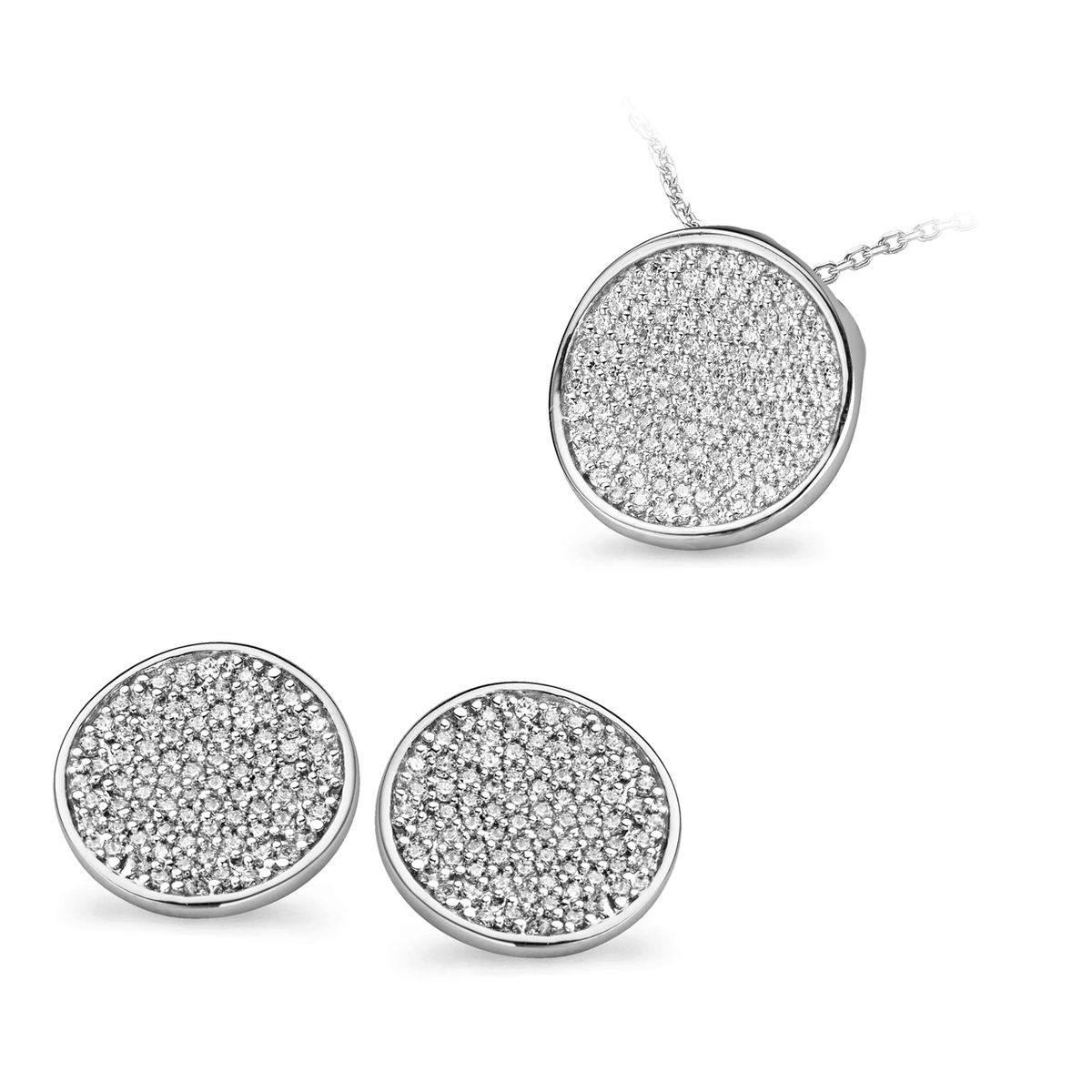 Orphelia Damen 925 Sterling Silber Set: Kettenanhänger + Ohrringe - Silber SET-5086