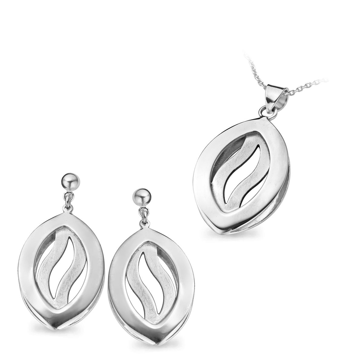Orphelia Damen 925 Sterling Silber Set: Kettenanhänger + Ohrringe - Silber SET-5067