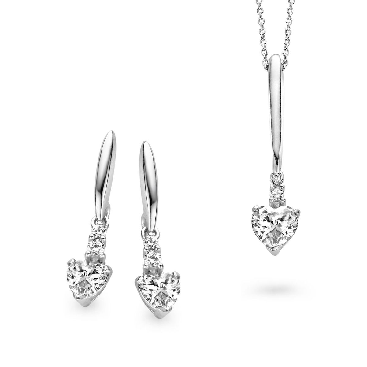 Orphelia Damen 925 Sterling Silber Set: Kettenanhänger + Ohrringe - Silber SET-5136