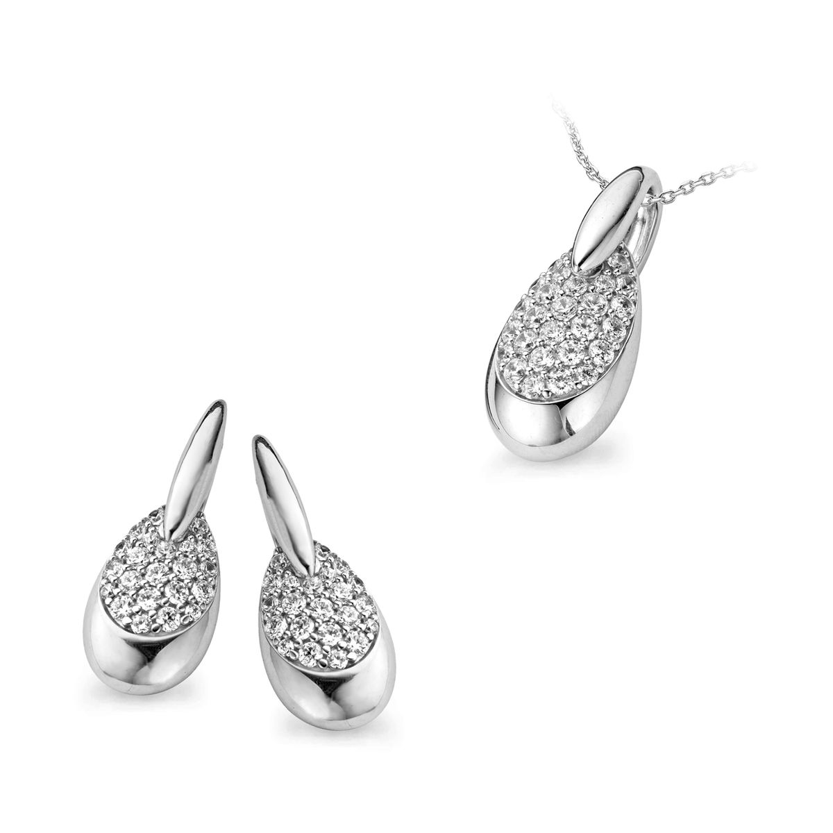 Orphelia Damen 925 Sterling Silber Set: Kettenanhänger + Ohrringe - Silber SET-5141