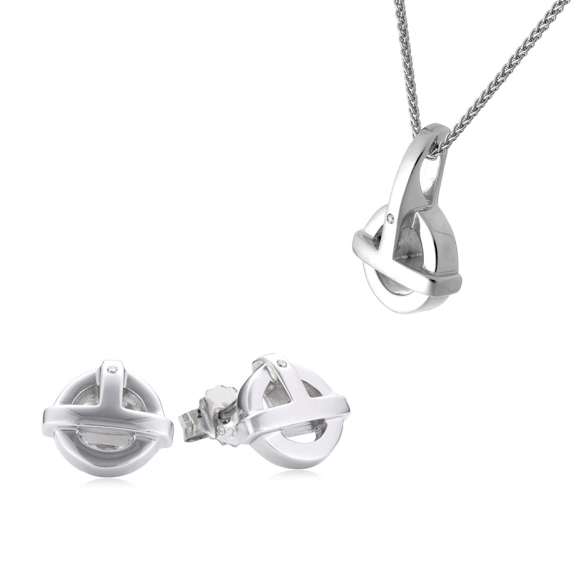 Orphelia Damen 925 Sterling Silber Set: Kettenanhänger + Ohrringe - Silber SET-5677