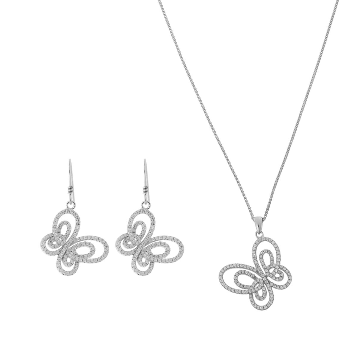 Orphelia Damen 925 Sterling Silber Set: Kettenanhänger + Ohrringe - Silber SET-5264