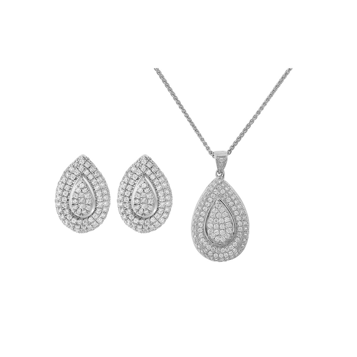 Orphelia Damen 925 Sterling Silber Set: Kettenanhänger + Ohrringe - Silber SET-5796