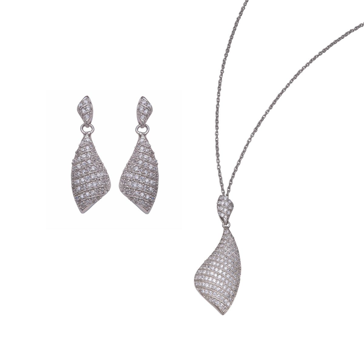 Orphelia Damen 925 Sterling Silber Set: Kettenanhänger + Ohrringe - Silber SET-5884