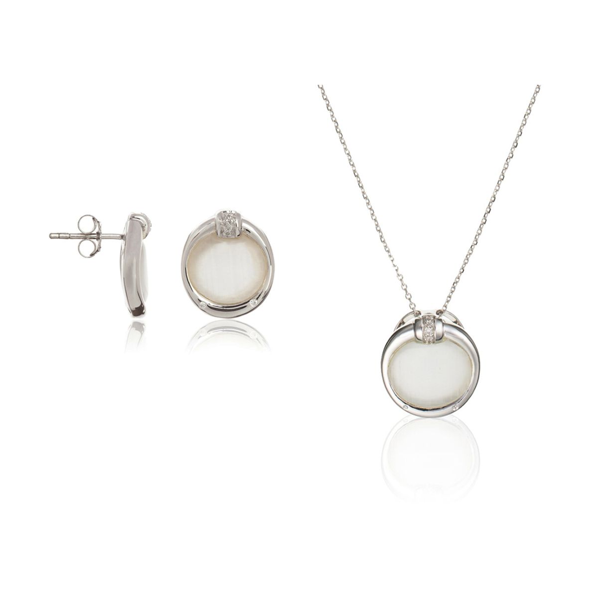 Orphelia Damen 925 Sterling Silber Set: Kettenanhänger + Ohrringe - Silber SET-5901