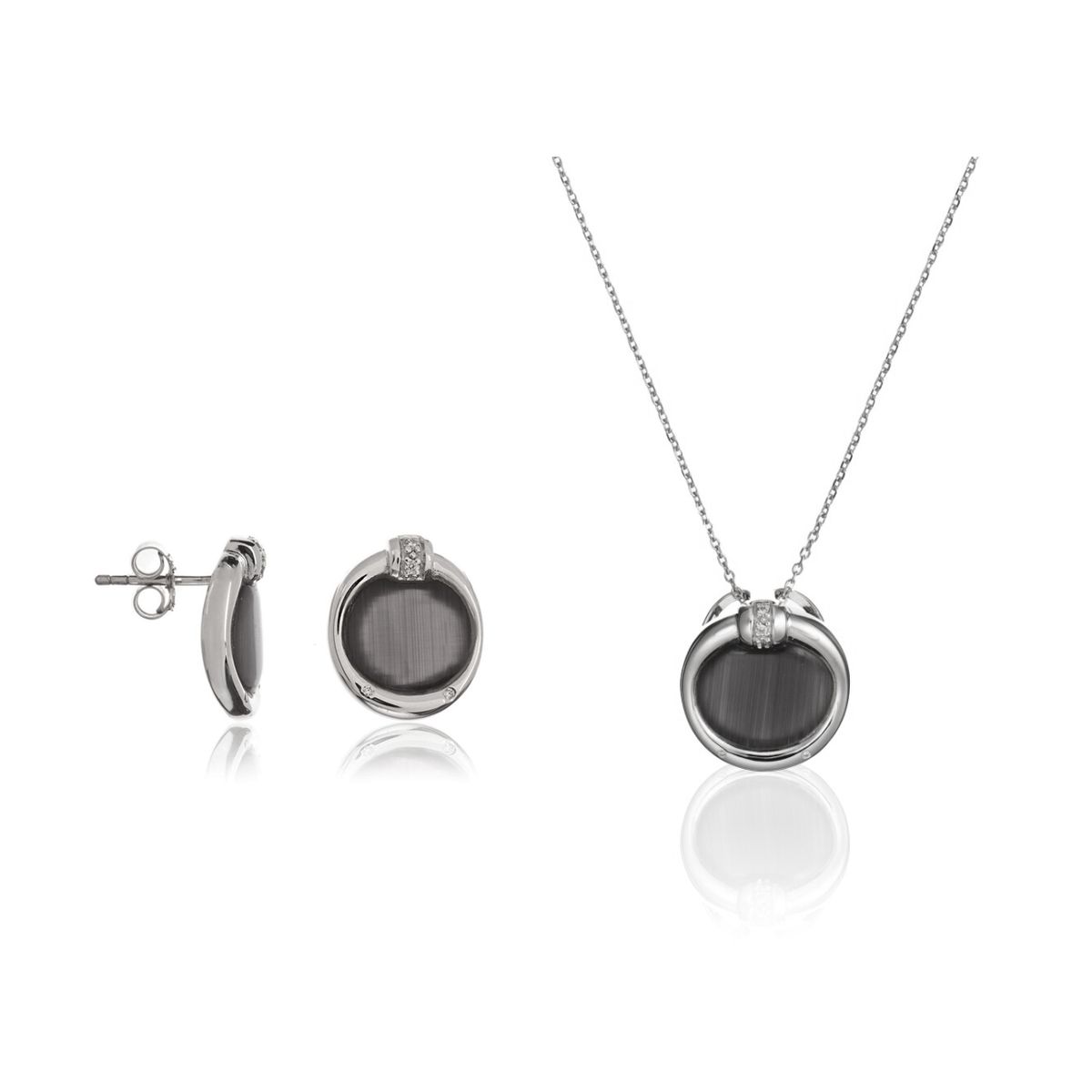Orphelia Damen 925 Sterling Silber Set: Kettenanhänger + Ohrringe - Silber SET-5900