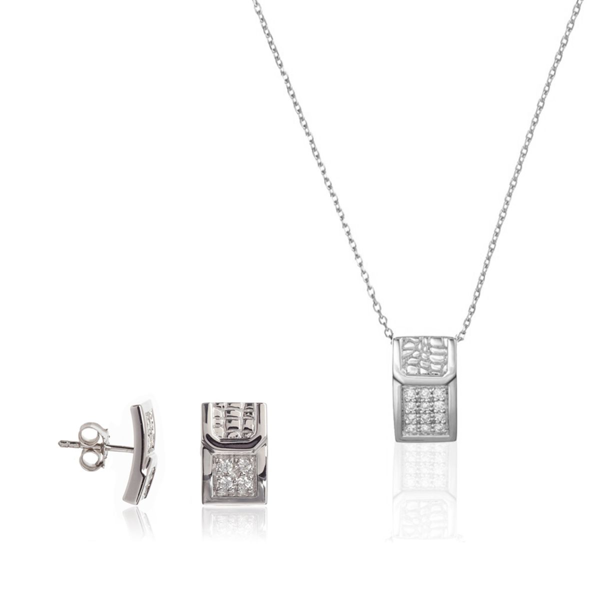 Orphelia Damen 925 Sterling Silber Set: Kettenanhänger + Ohrringe - Silber SET-5902