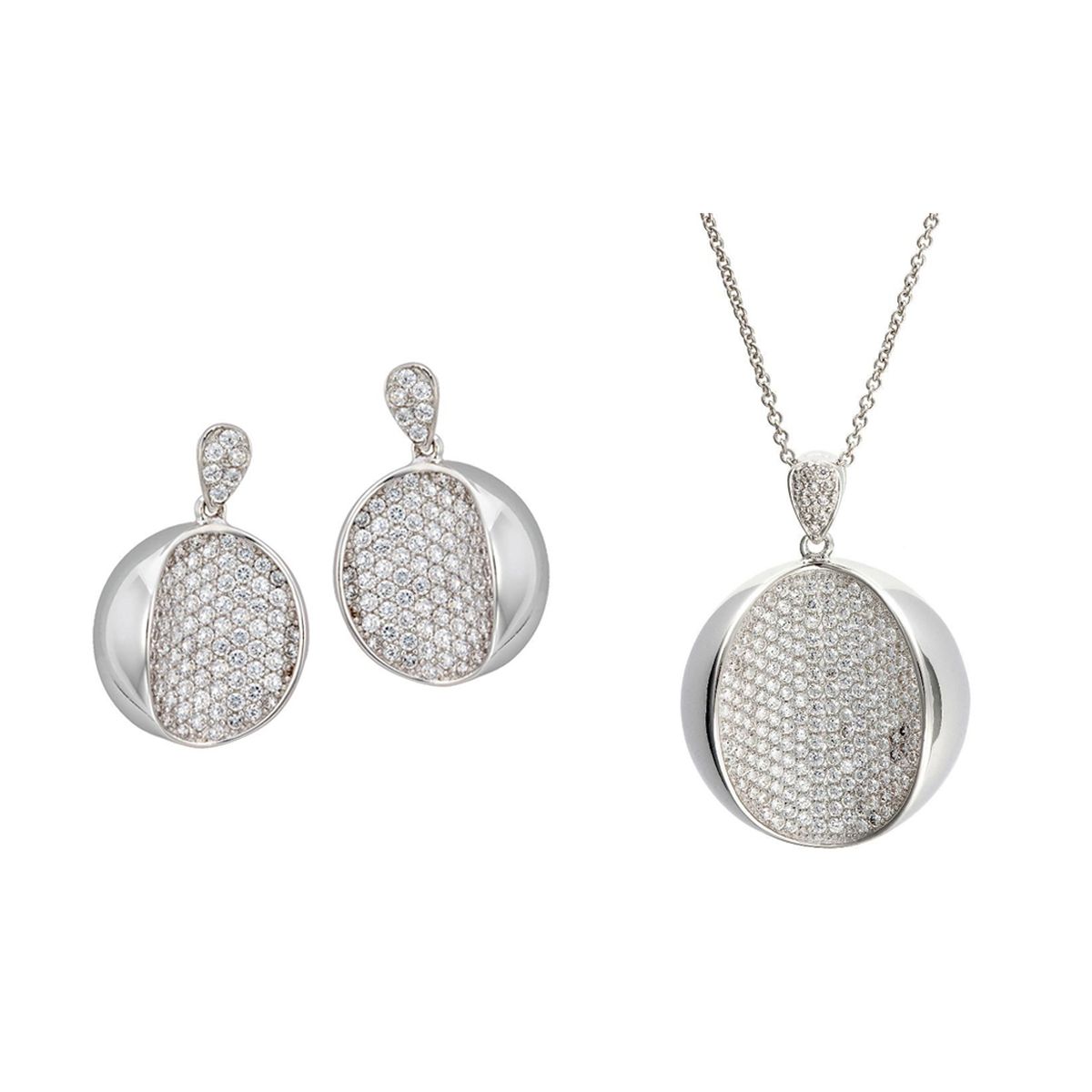 Orphelia Damen 925 Sterling Silber Set: Kettenanhänger + Ohrringe - Silber SET-5936