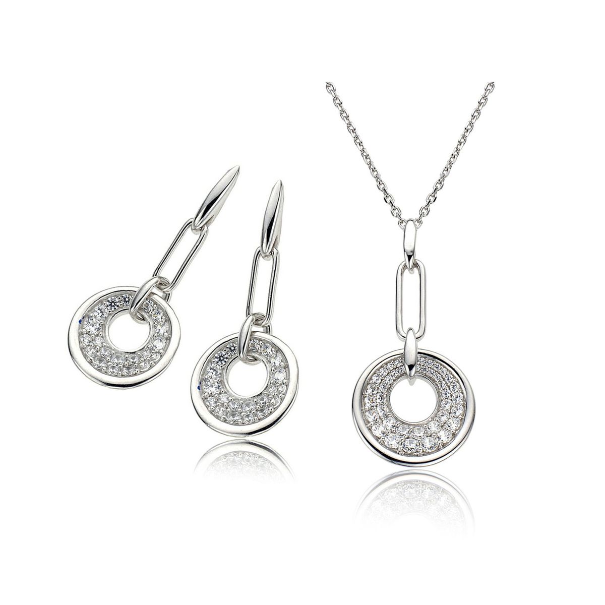 Orphelia Damen 925 Sterling Silber Set: Kettenanhänger + Ohrringe - Silber SET-5961