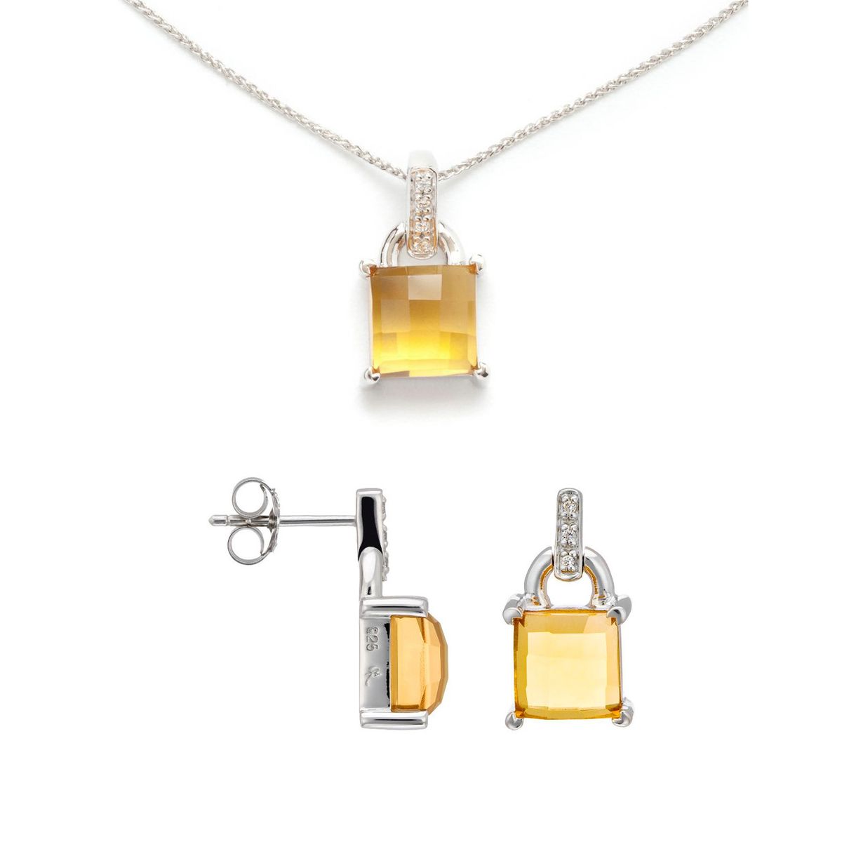 Orphelia Damen 925 Sterling Silber Set: Kettenanhänger + Ohrringe - Silber SET-5982