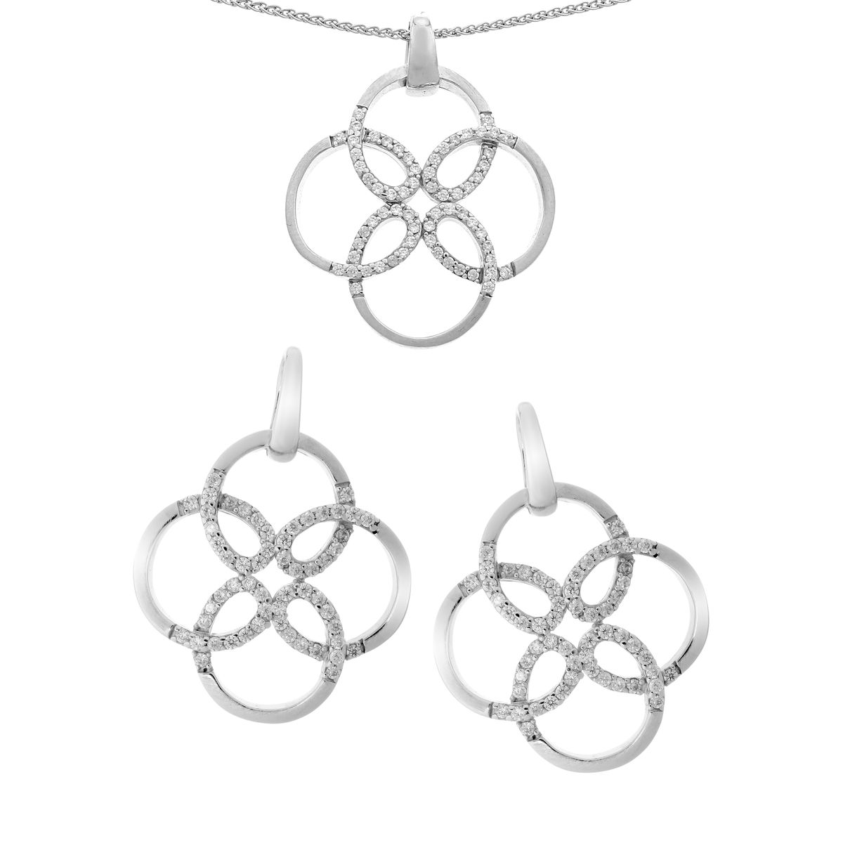 Orphelia Damen 925 Sterling Silber Set: Kettenanhänger + Ohrringe - Silber SET-6085