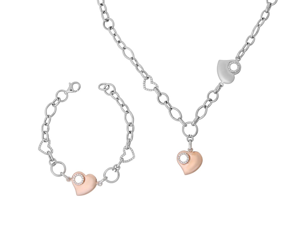 Orphelia Damen-Set aus 925er Sterlingsilber: Kette + Armband – Silber/Rosé SET-049