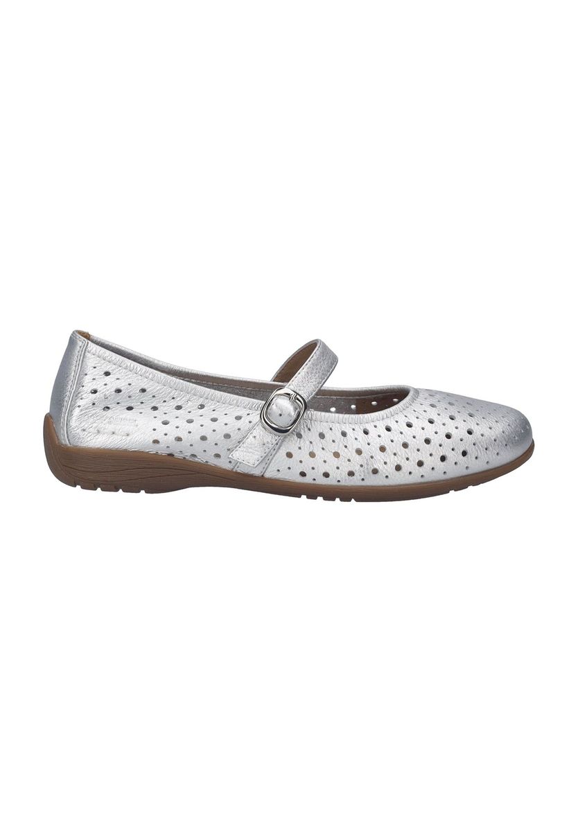 Silberne Leder Mary Jane Ballerinas