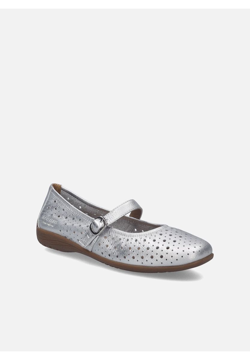 Silberne Leder Mary Jane Ballerinas